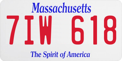 MA license plate 7IW618