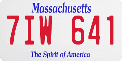 MA license plate 7IW641