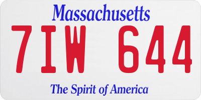 MA license plate 7IW644