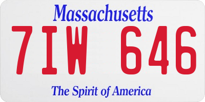 MA license plate 7IW646