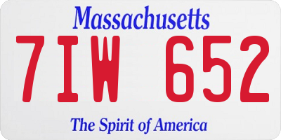 MA license plate 7IW652