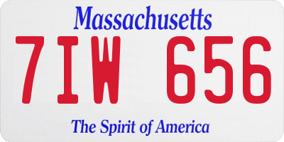 MA license plate 7IW656