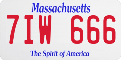 MA license plate 7IW666