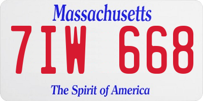 MA license plate 7IW668