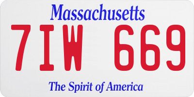 MA license plate 7IW669