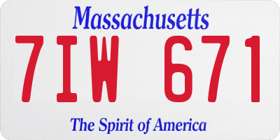 MA license plate 7IW671