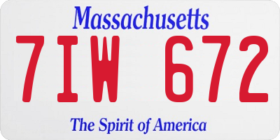MA license plate 7IW672