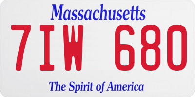 MA license plate 7IW680