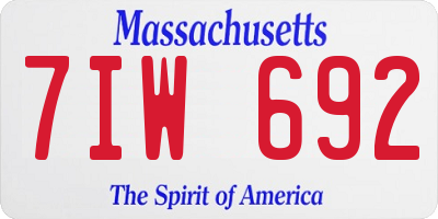 MA license plate 7IW692