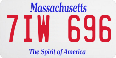 MA license plate 7IW696