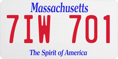 MA license plate 7IW701