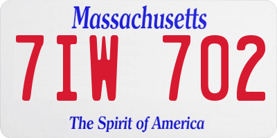 MA license plate 7IW702