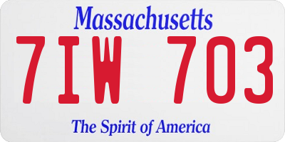 MA license plate 7IW703