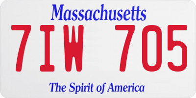 MA license plate 7IW705