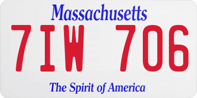 MA license plate 7IW706