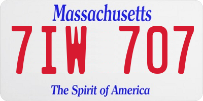 MA license plate 7IW707