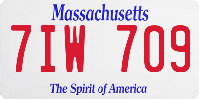 MA license plate 7IW709