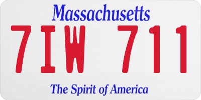 MA license plate 7IW711