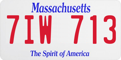 MA license plate 7IW713