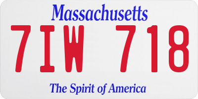 MA license plate 7IW718
