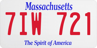 MA license plate 7IW721