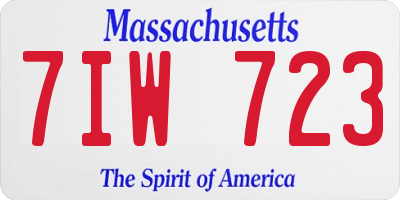 MA license plate 7IW723