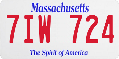 MA license plate 7IW724