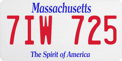 MA license plate 7IW725