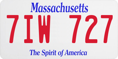 MA license plate 7IW727