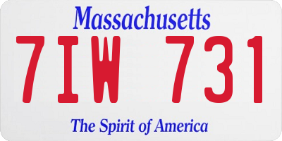 MA license plate 7IW731
