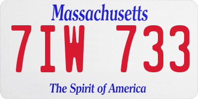 MA license plate 7IW733