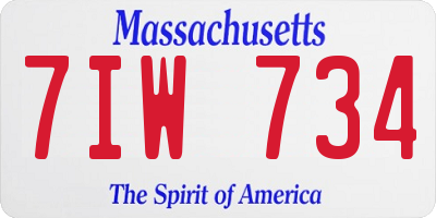 MA license plate 7IW734
