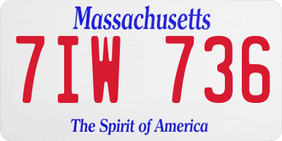 MA license plate 7IW736