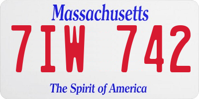 MA license plate 7IW742