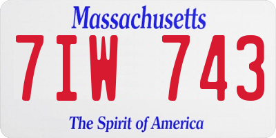 MA license plate 7IW743