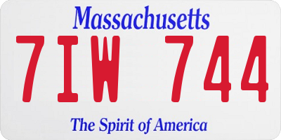 MA license plate 7IW744