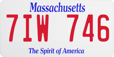 MA license plate 7IW746