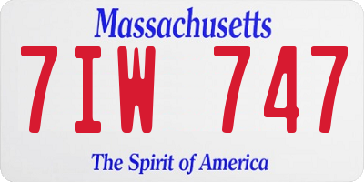 MA license plate 7IW747