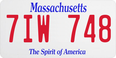 MA license plate 7IW748