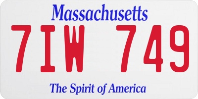 MA license plate 7IW749