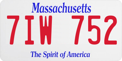 MA license plate 7IW752