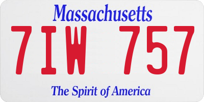 MA license plate 7IW757