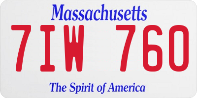 MA license plate 7IW760