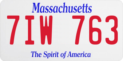MA license plate 7IW763