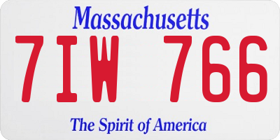 MA license plate 7IW766
