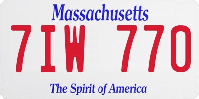 MA license plate 7IW770