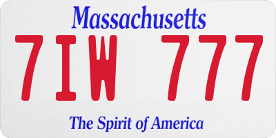 MA license plate 7IW777