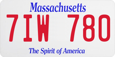 MA license plate 7IW780