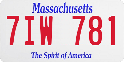 MA license plate 7IW781