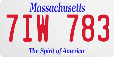 MA license plate 7IW783